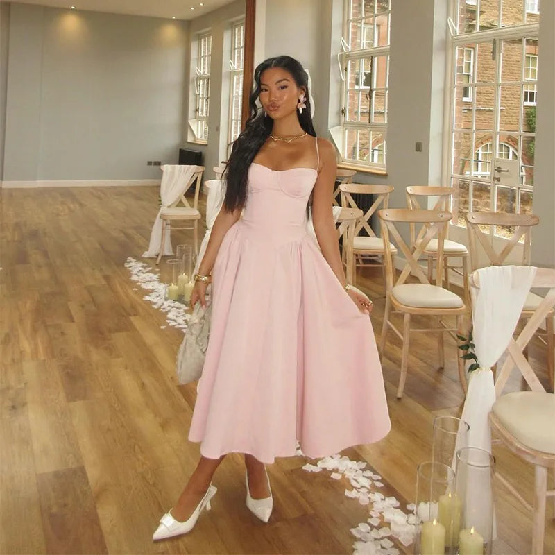 Pleated Strapless Evening Dress - Summer Elegance and Comfort