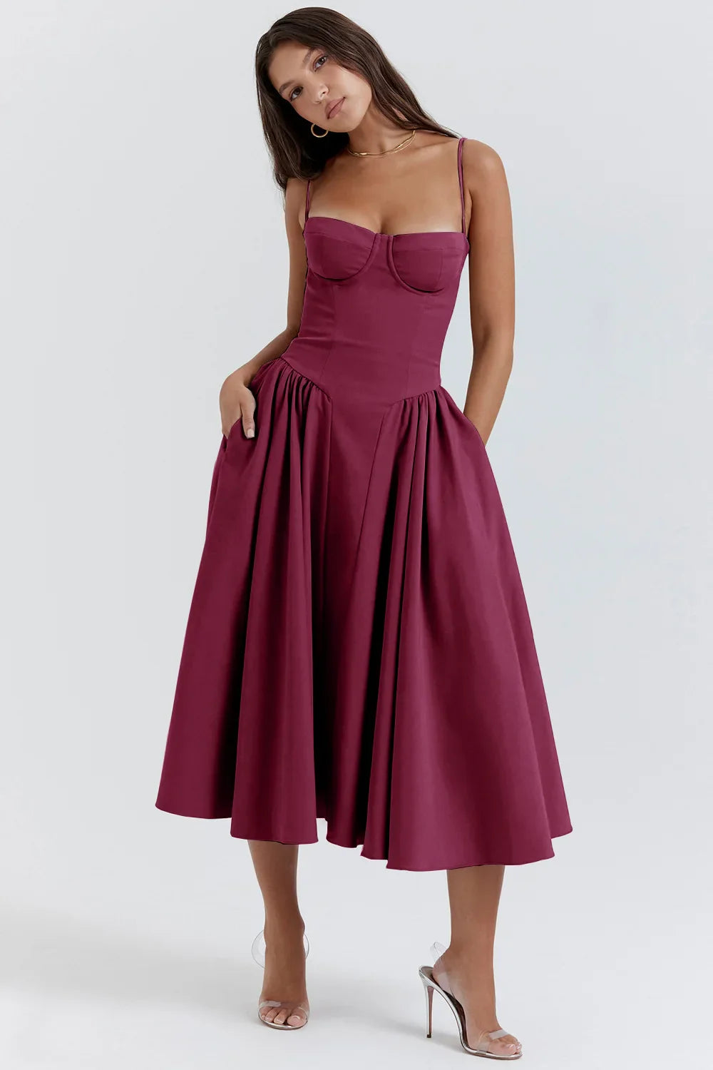 Pleated Strapless Evening Dress - Summer Elegance and Comfort