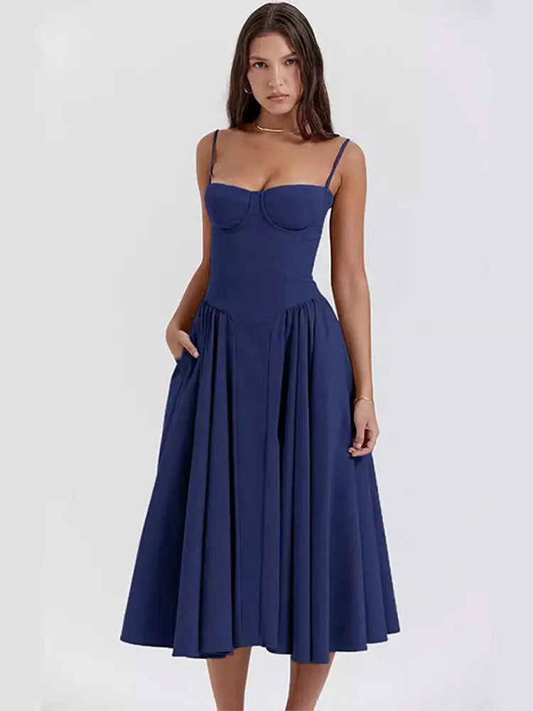 Pleated Strapless Evening Dress - Summer Elegance and Comfort