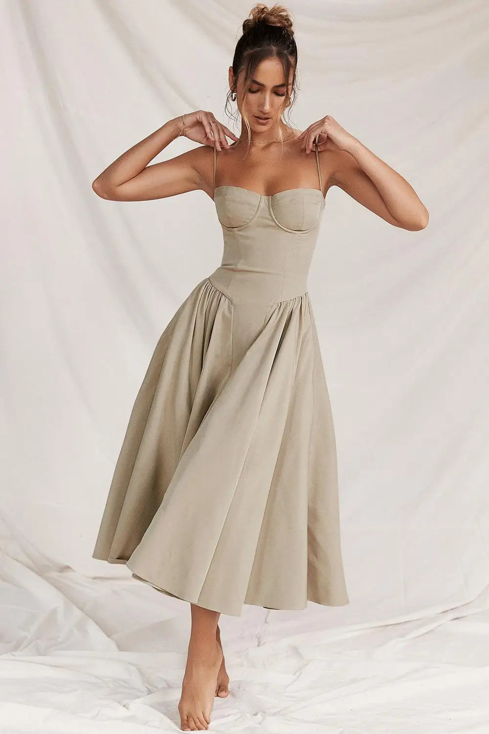 Pleated Strapless Evening Dress - Summer Elegance and Comfort
