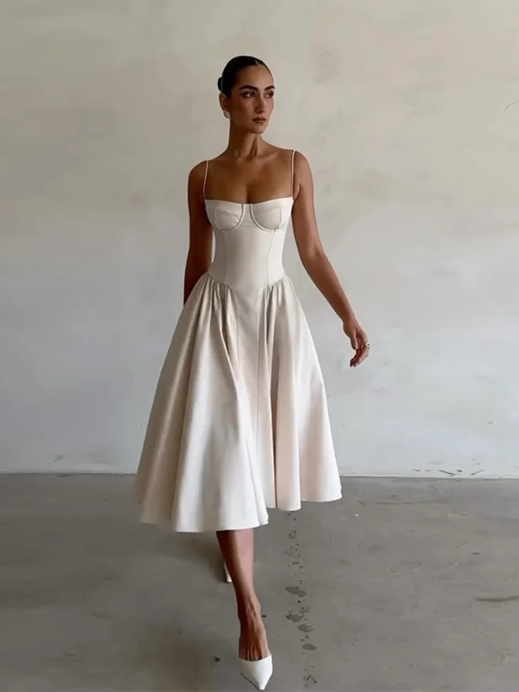 Pleated Strapless Evening Dress - Summer Elegance and Comfort