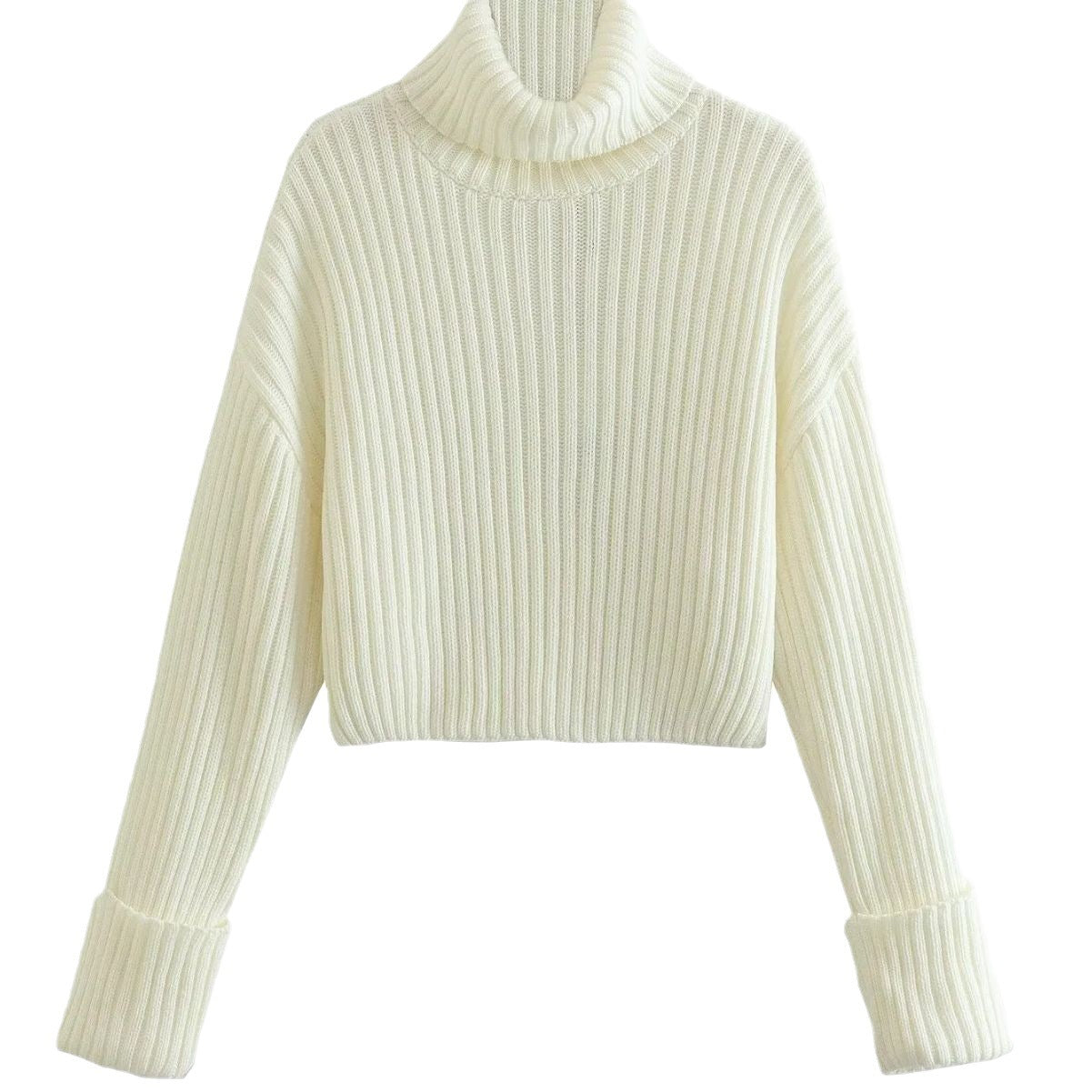 RUBY | Striped Cropped High Neck Sweater