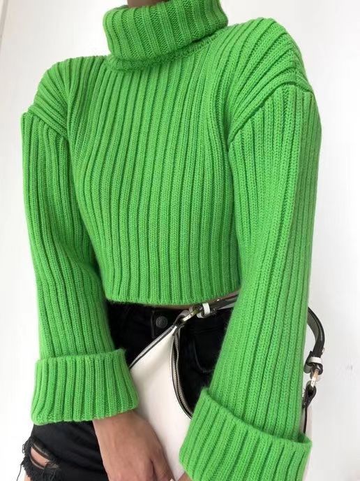 RUBY | Striped Cropped High Neck Sweater