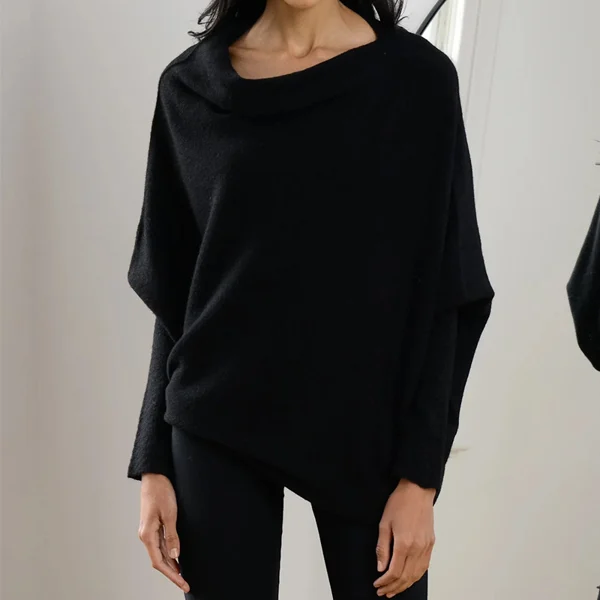 Elegant asymmetrical sweater.