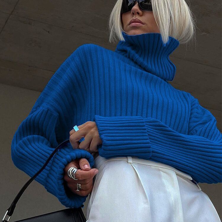RUBY | Striped Cropped High Neck Sweater