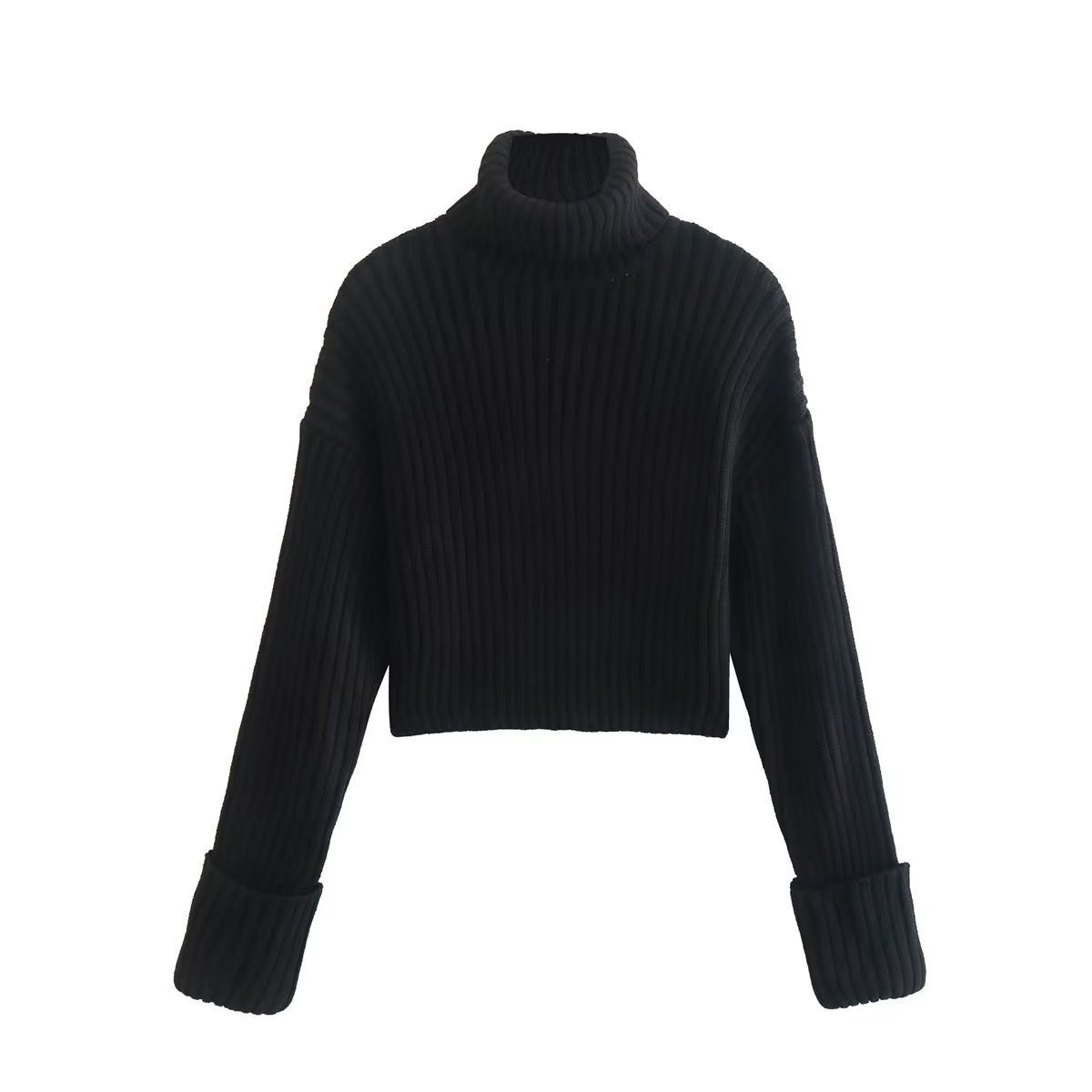 RUBY | Striped Cropped High Neck Sweater