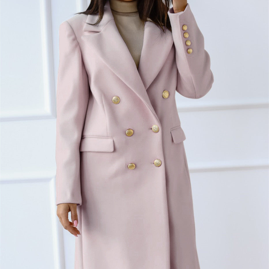 Long Tweed Jacket with Metal Buckle