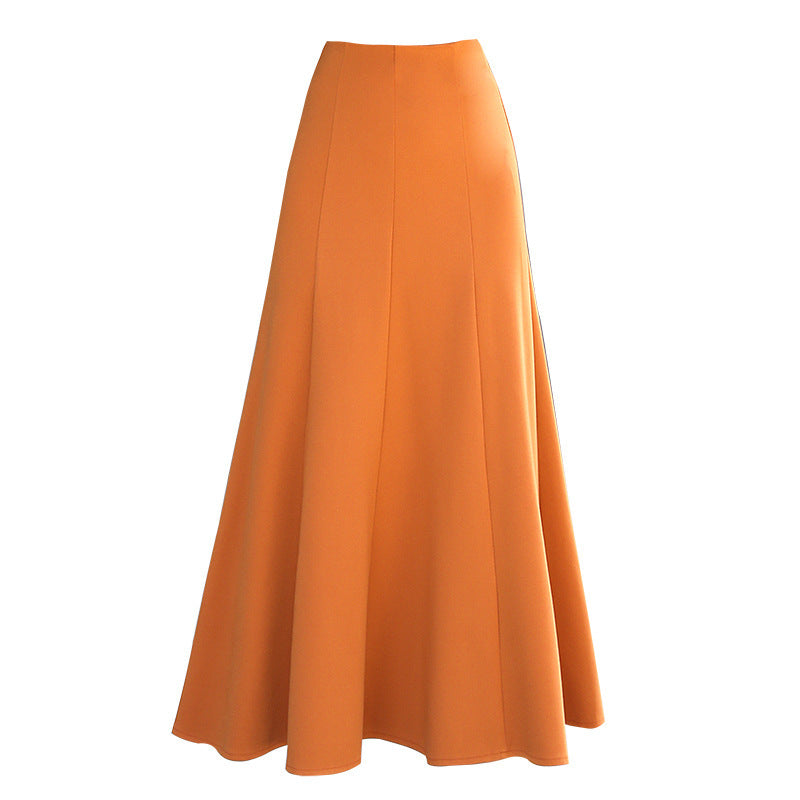 Cotton blend trapeze long skirt