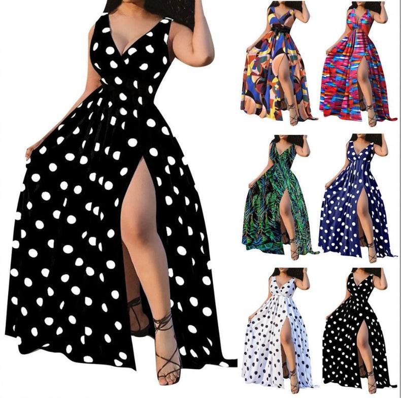 Women's Split Hem Long Evening Dress - Elegant Straps Formal Dress