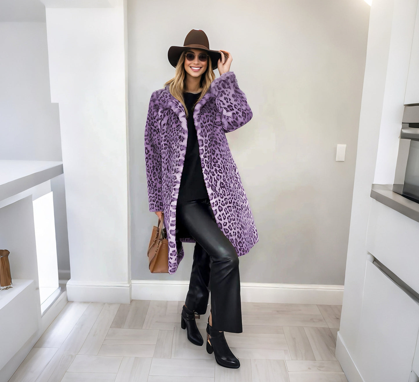 Mid-length leopard coat
