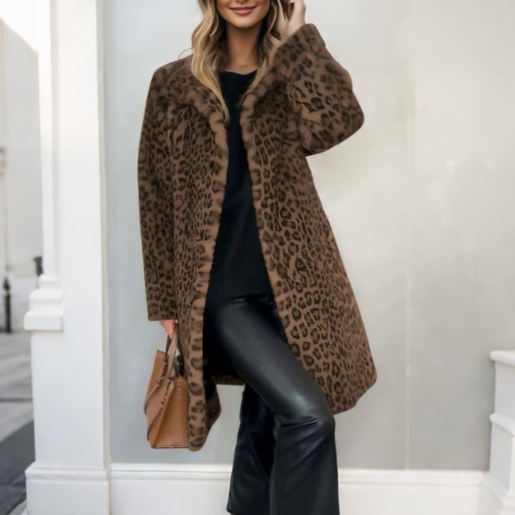 Mid-length leopard coat