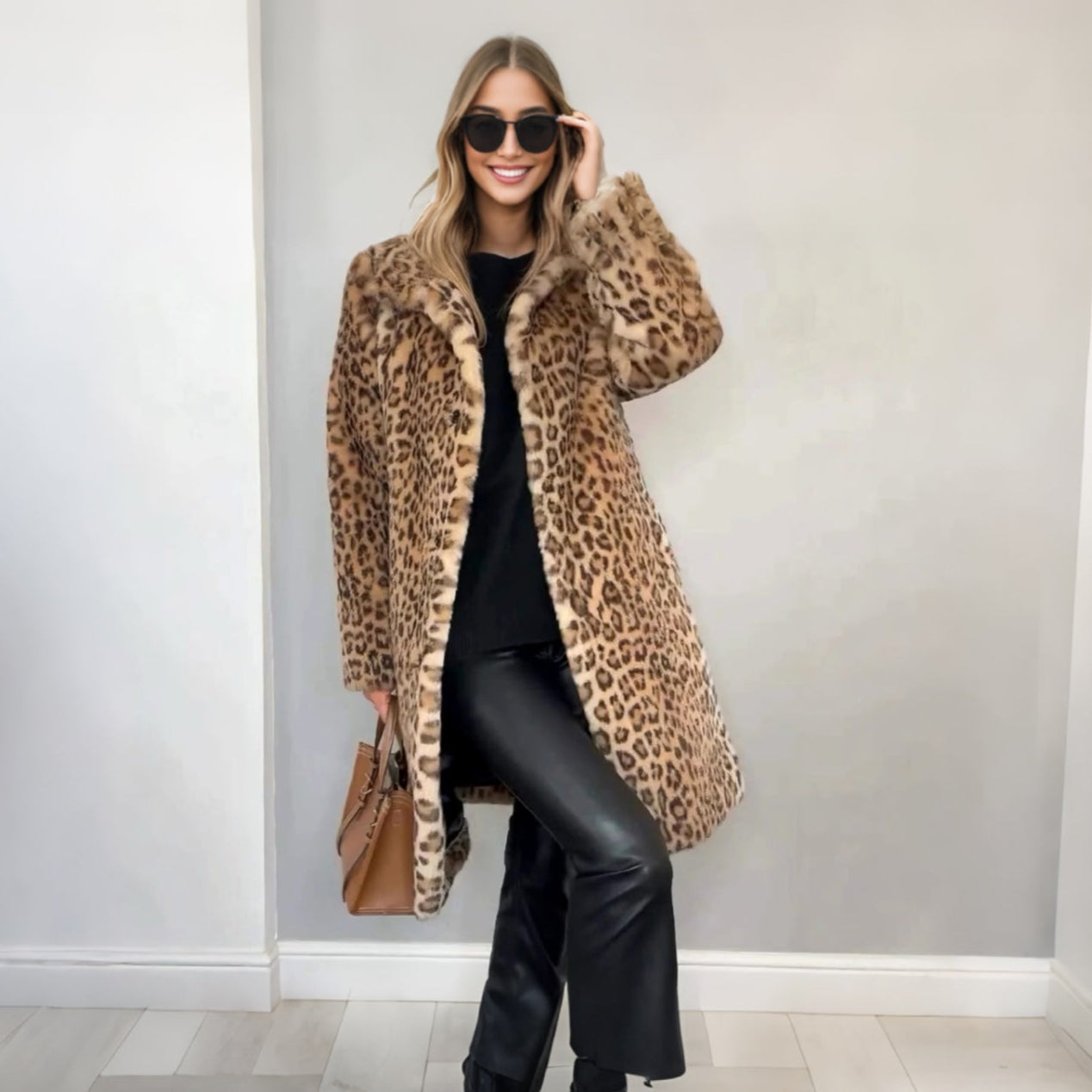 Mid-length leopard coat