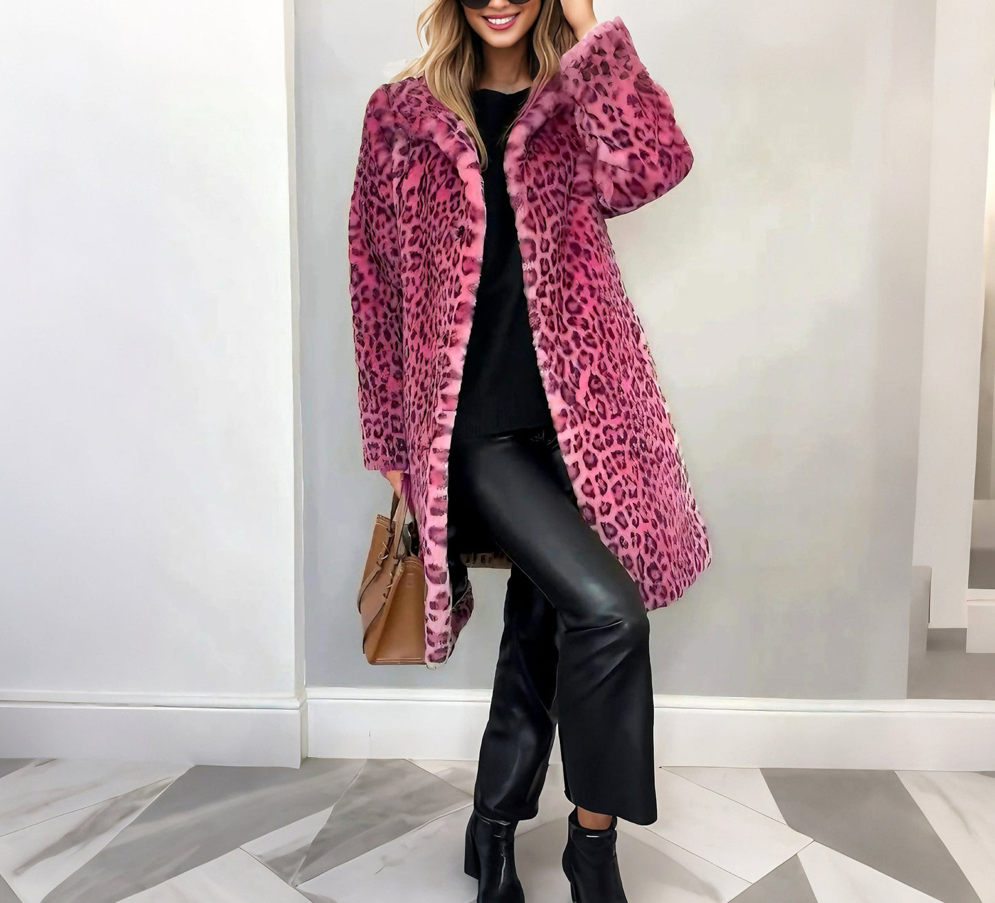 Mid-length leopard coat