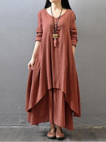 Chic Faux Linen Dress – Spring Comfort and Elegance
