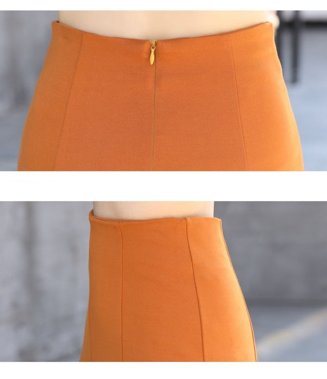 Cotton blend trapeze long skirt