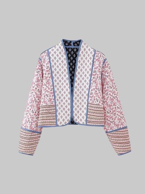 Reversible Cotton Short Jacket with Flowers