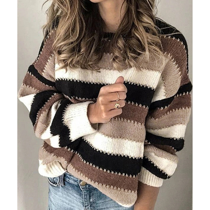 Comfortable sweater with wide stripes