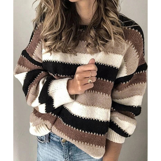 Comfortable sweater with wide stripes