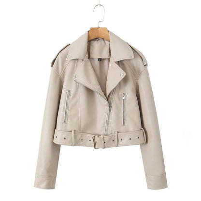 Leather jacket with zip closure