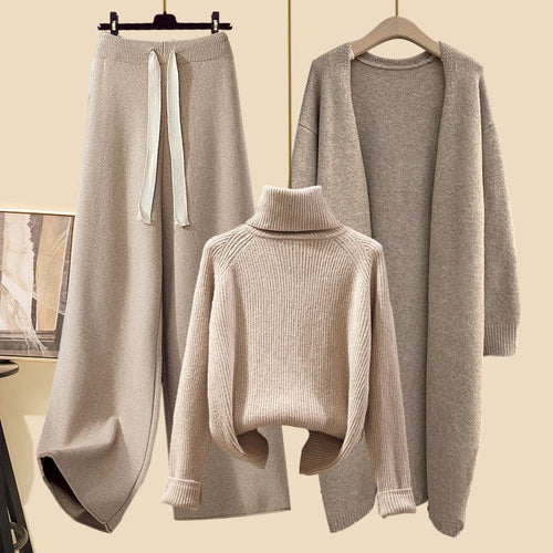 Sweater Wide-leg Pants Three-piece Suit