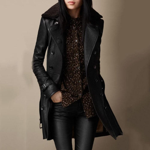 Leather jacket slim fit coat