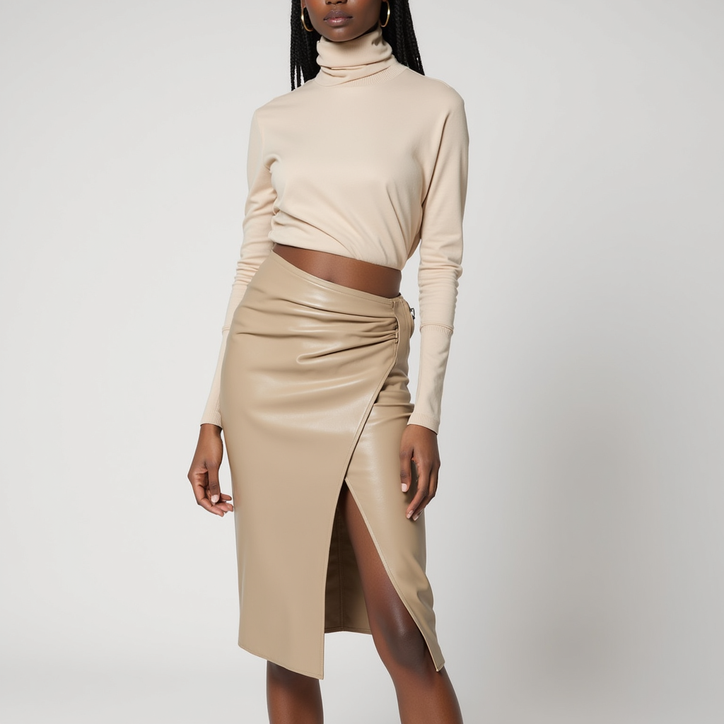 SoleiaMode Draped Midi Skirt