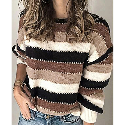 Comfortable sweater with wide stripes