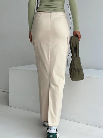 Fashionable high waisted cotton blend skirt with ties