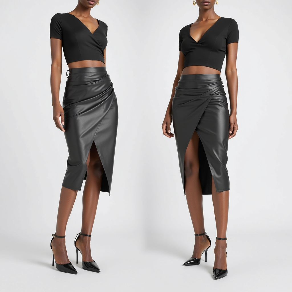 SoleiaMode Draped Midi Skirt