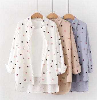 Polka Dot Cotton Blend Shirt - Classic Business Style
