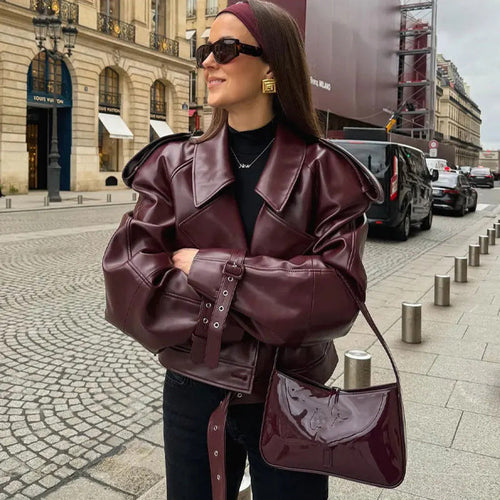 AvoirLaMode™ – Loose Lapel Leather Jacket