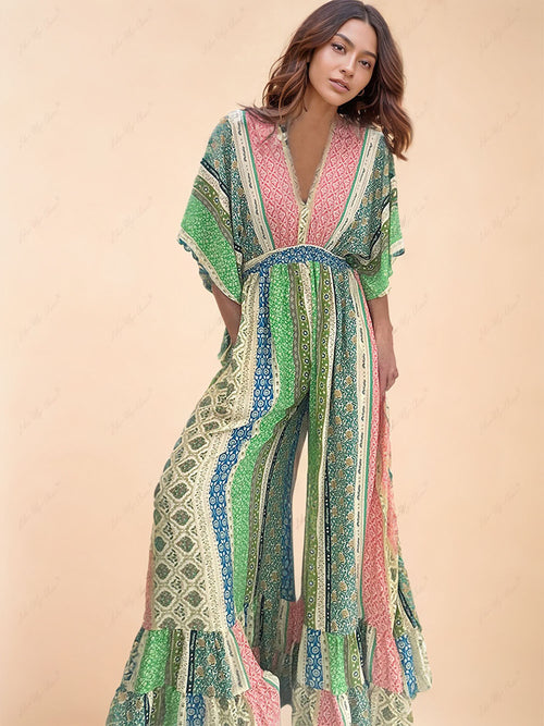 Retro Floral Flare Jumpsuit | Lisa 