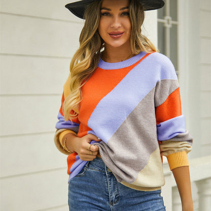 Stylishly Patchwork Sweater Urban Outings