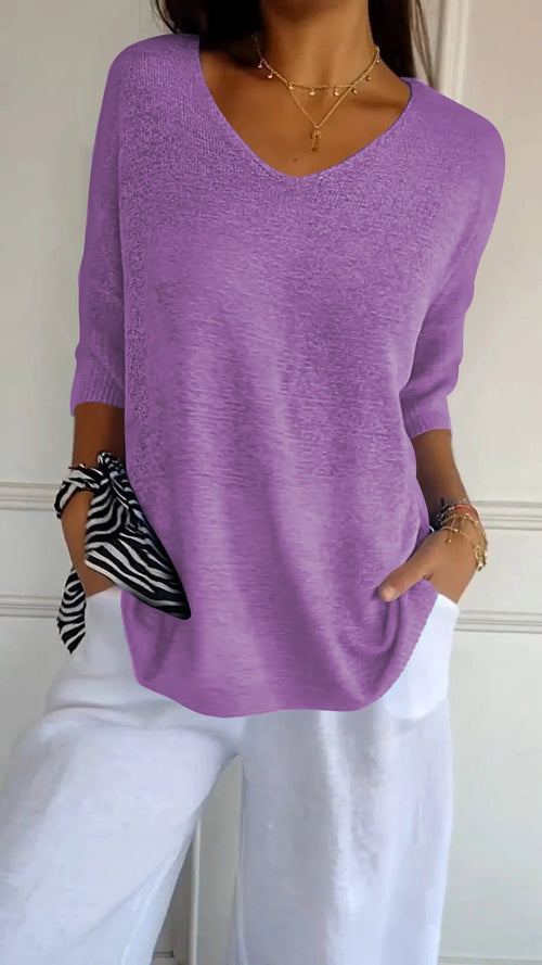 V-Neck Knitted Sweater | Lisbeth