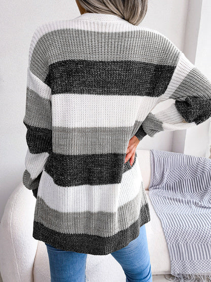 Plaid Lantern Sleeve Cardigan