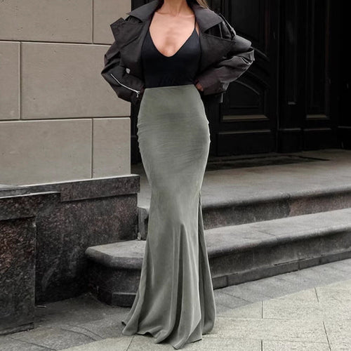 SILVIA | Silver Fishtail Skirt 