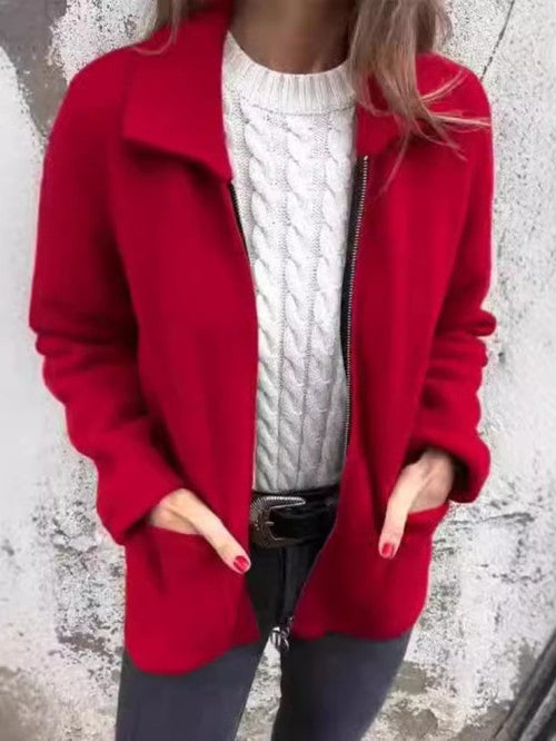 Women's Solid Wool Jacket – Elegance and Comfort for Fall and Winter
