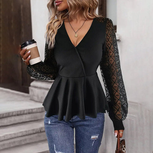 Pleated Blouse with Mesh Detail - Modern Professional Statement