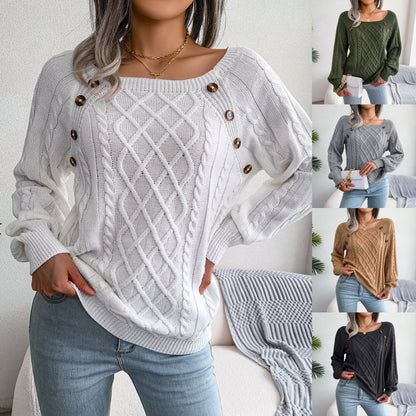 Square Neck Sweater Stylishly Vintage Outings