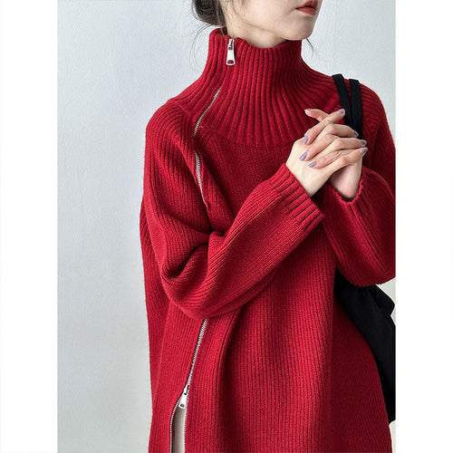 Paloma Zipped High Neck Knitted Sweater
