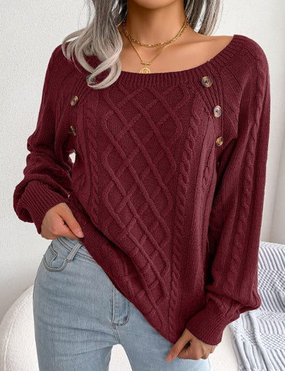 Square Neck Sweater Stylishly Vintage Outings
