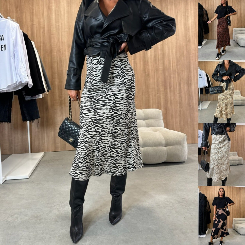 Leopard Print High Waist Fashion Skirt