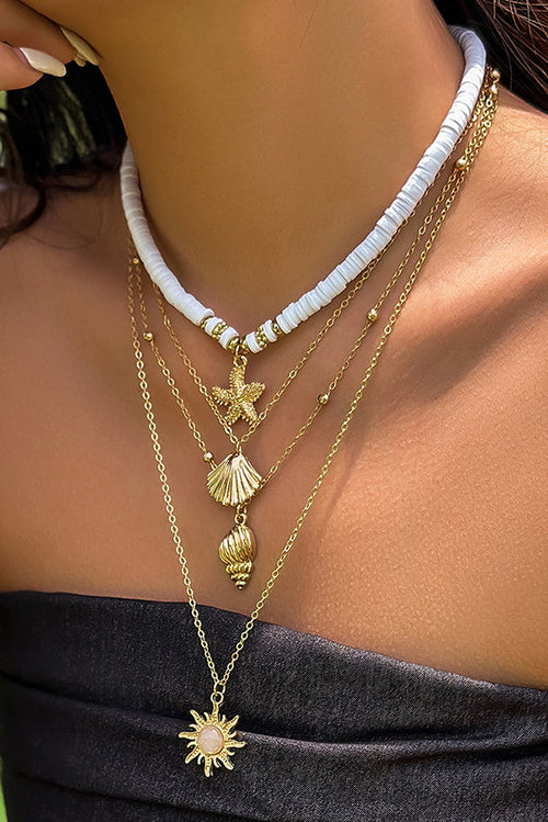 Bohemian Layered Necklace with Pearls and Shell