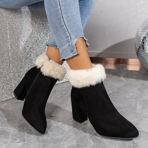 CHICA | Plaid Plush Ankle Boots