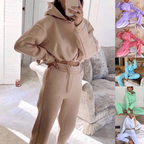 Ensemble Sportif Élégant Femme 2 Pièces avec Hoodie