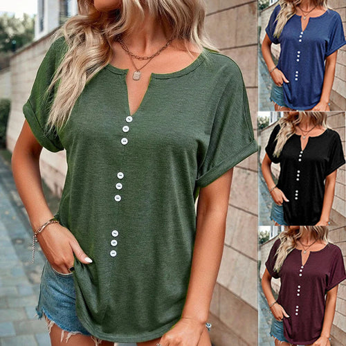 V-Neck Button-Down Blouse - Summer Professional Essential