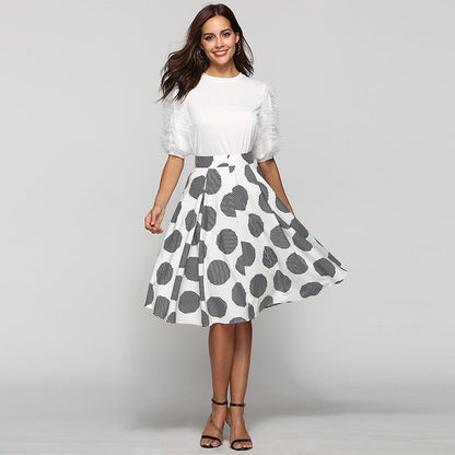 Polka dot midi skirt