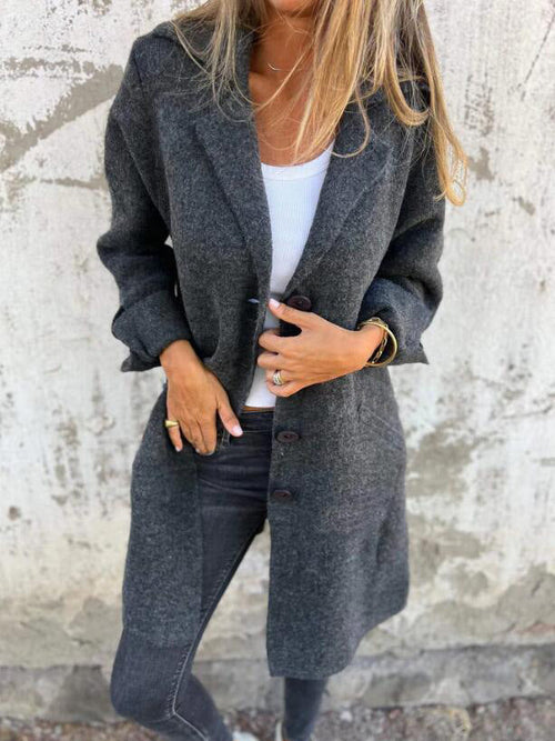 Ava Casual Long Coat with Lapels 