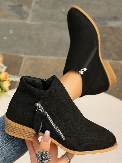 Suede Zip Ankle Boots - Chic Style and Unmatched Comfort