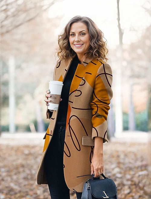 Brown printed long sleeve top